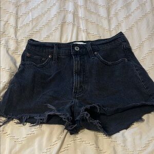 Abercrombie & Fitch Denim Shorts Curve Love Black Cutoff Black Jean